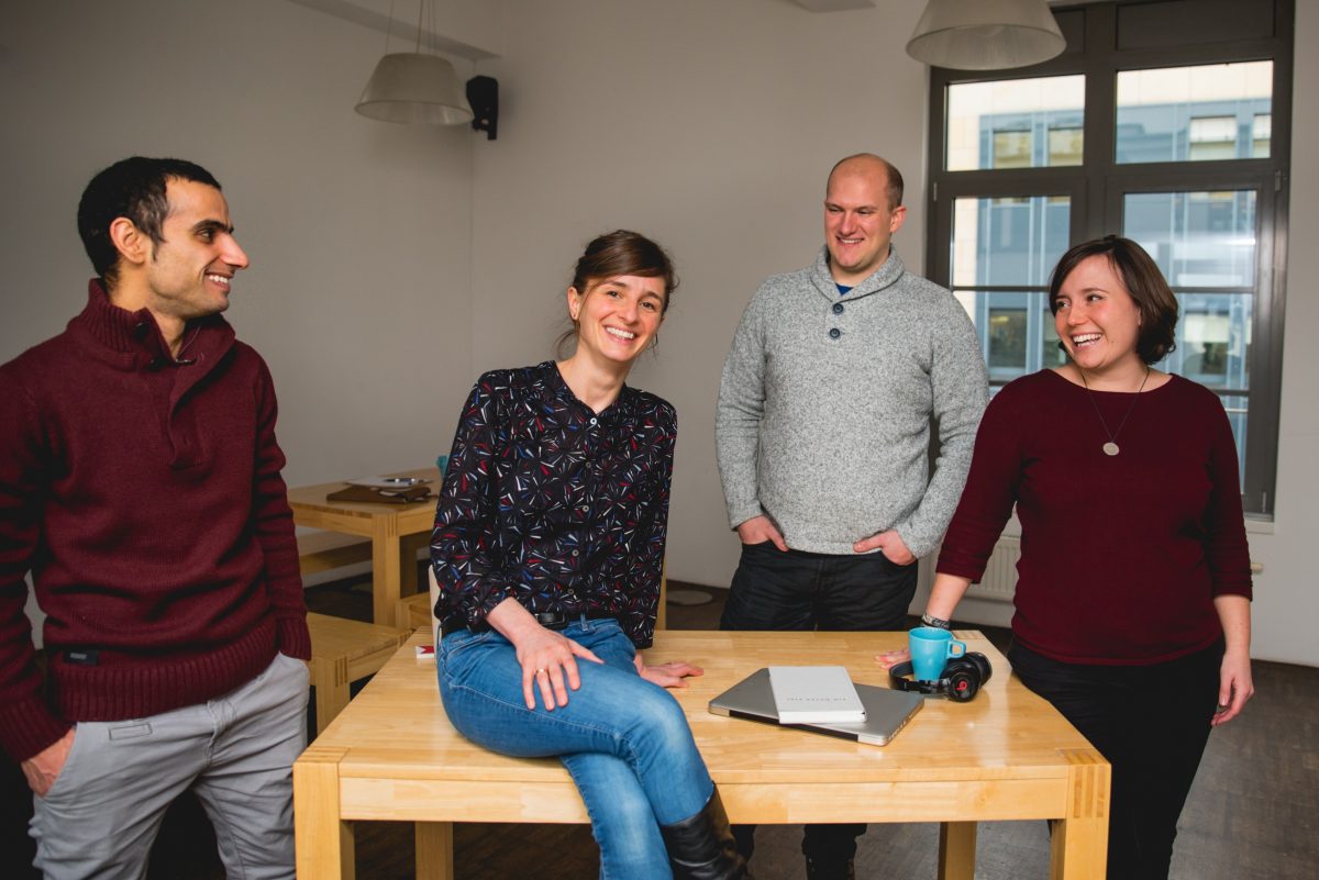 Team von Newscomer: Thaer Abughoush, Ann-Kathrin Seidel, Patrick Bauer, Jessica Schober v.l.