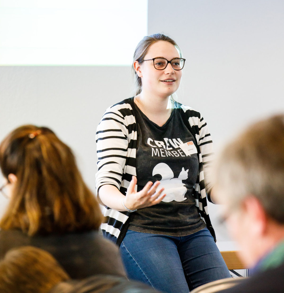 Sophie Rotgeri auf dem DJV NRW Journalistentag 2017 in Duisburg. Workshop: Daten suchen im Lokalen, Foto: Udo Geisler