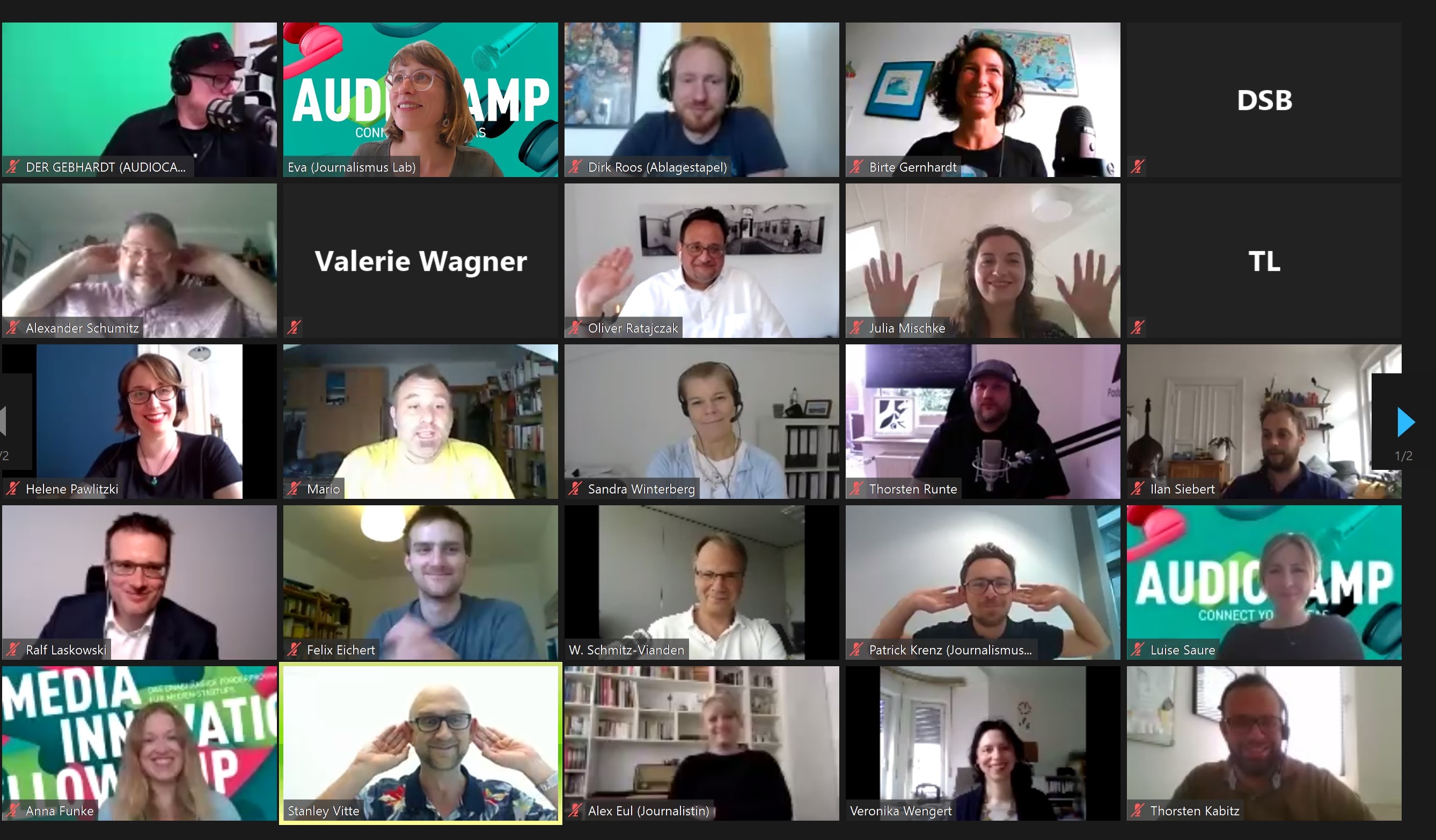 Screenshot der Videokonferenz zum Audiocamp 2020.